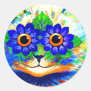 Cat Flower Eyes Classic Round Sticker