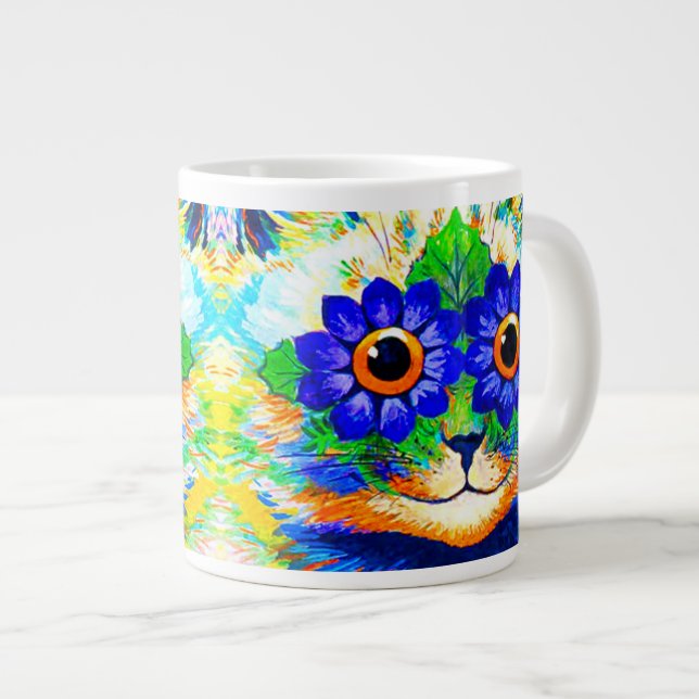 Cat Flower Eyes Large Coffee Mug (Front Right)