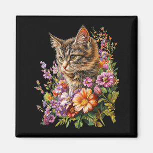 Cat flower floral cute kitten graphic magnet