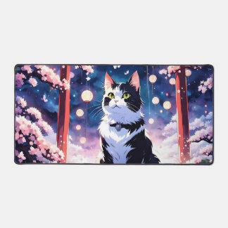 cat&flower is the most of beautiful thing in world desk mat