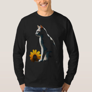 Cat Flowers Artwork  Cat Motif Animal Cat T-Shirt