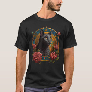 Cat Flowers Artwork  Cat Motif Animal Cat T-Shirt