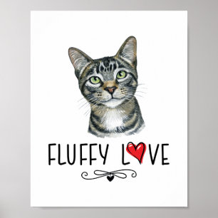 Cat Fluffy Love Kitty Meow Portrait Poster