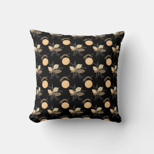 Cat flying over the moon Throw Pillow