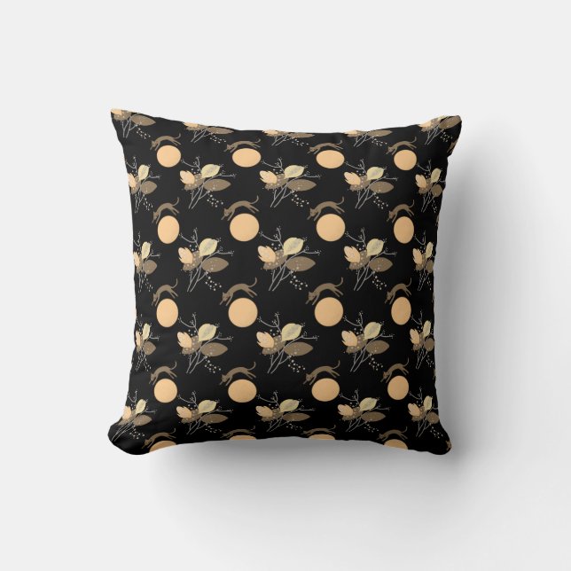 Cat flying over the moon Throw Pillow (Front)