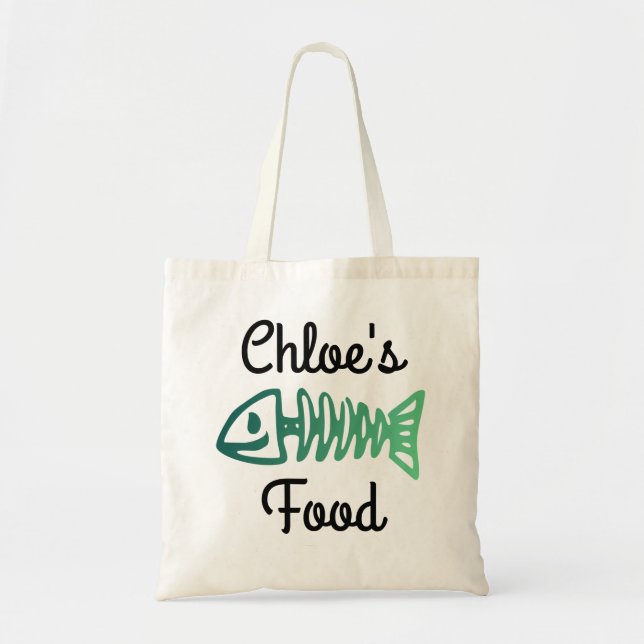 Cat Food Bag Tote with Fish Bone (Front)