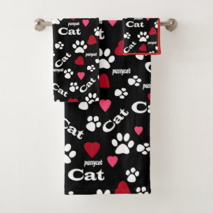 Cat footprints bath towel set