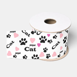 Cat footprints grosgrain ribbon