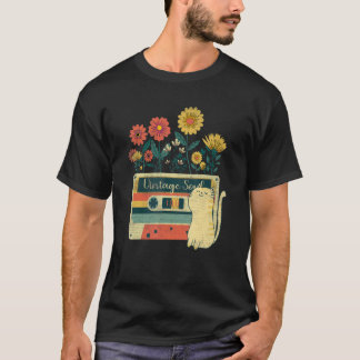 Cat  for Girls  Vintage Wildflower Soul Flowers T-Shirt