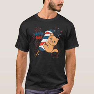 Cat For The Fourth Of July Fireworks Kids T-Shirt