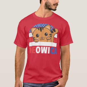 Cat For The Fourth Of July Usa Flag Meowica Usa Ca T-Shirt