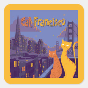 Cat Francisco Square Sticker