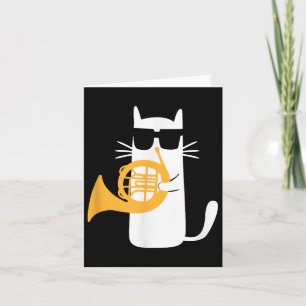 Cat French Horn Funny Cat Lover  Card