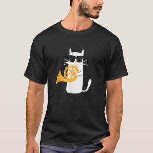 Cat French Horn Funny Kitten Music Lover Marching T-Shirt
