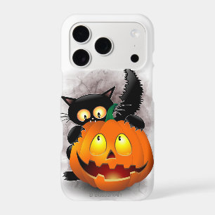 Cat Fun Halloween Character biting a Pumpkin