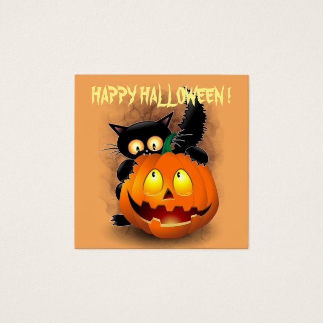 Cat Fun Halloween Character biting a Pumpkin   (Front)