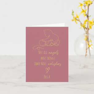Cat Funeral Sympathy Card with Cat Name Rose Gold