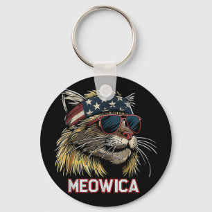 Cat - Funny 4th of July American Flag Mothers Day Key Ring