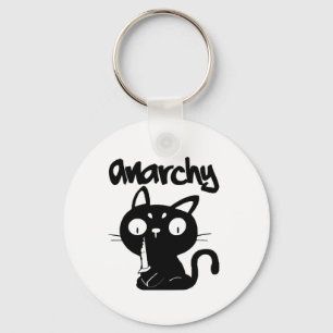 Cat Funny Anarchy Halloween Animals For Women Men Key Ring