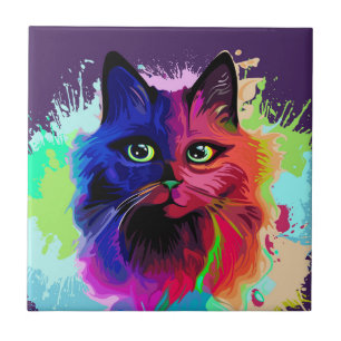 Cat Funny and Silly Character Summer Fun surfing Tile