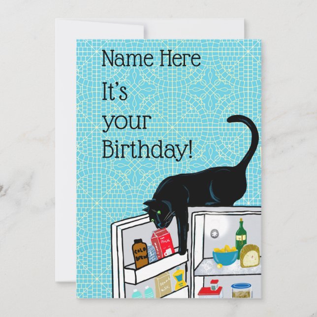 Cat funny birthday 9 lives  card (Front)