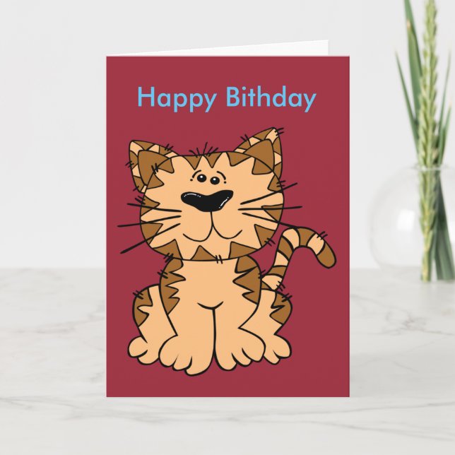 Cat Funny Birthday Postcard (Front)