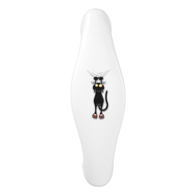 Cat funny Character Scratching Fabric Ceramic Cabinet Pull (Front)