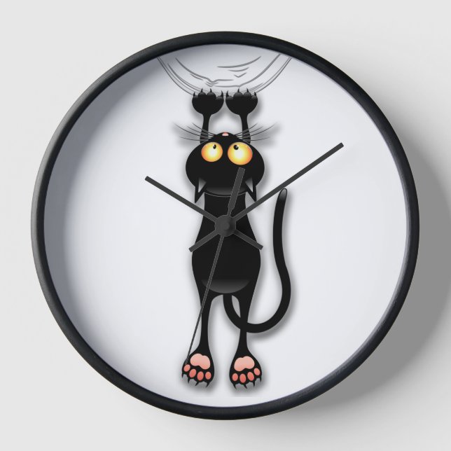 Cat funny Character Scratching Fabric Clock (Front)