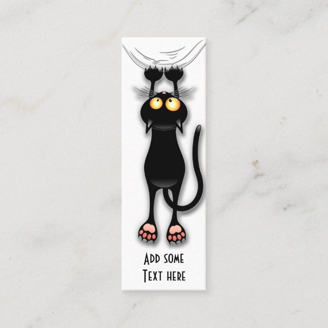 Cat funny Character Scratching Fabric Mini Business Card (Front)