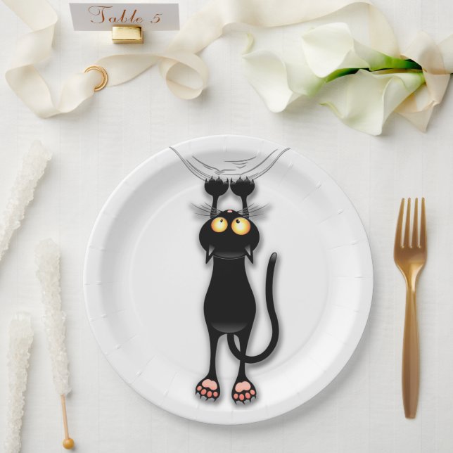 Cat funny Character Scratching Fabric Paper Plate (Wedding)