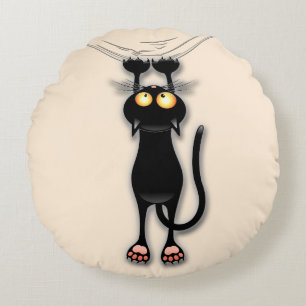 Cat funny Character Scratching Fabric Round Cushion