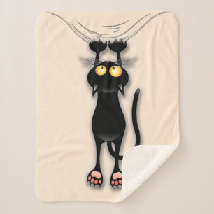 Cat funny Character Scratching Fabric Sherpa Blanket