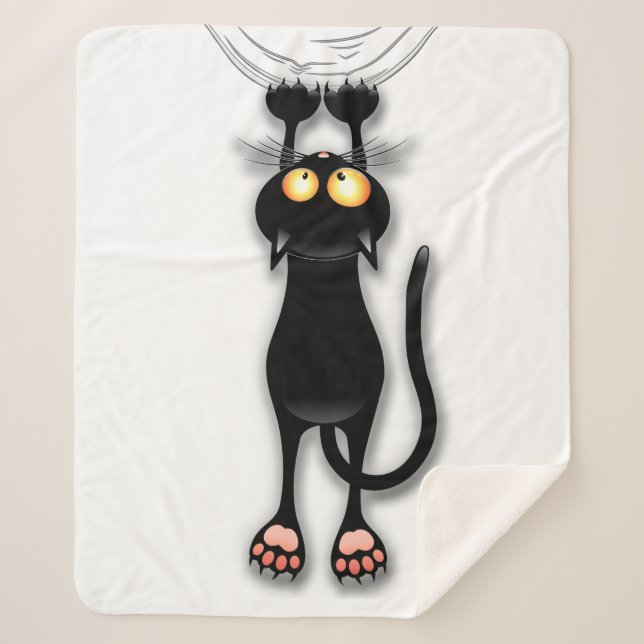 Cat funny Character Scratching Fabric Sherpa Blanket (Front)