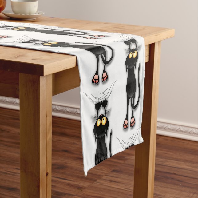 Cat funny Character Scratching Fabric Short Table Runner (In Situ)