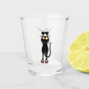 Cat funny Character Scratching Fabric Shot Glass