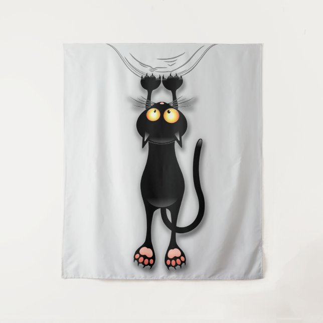 Cat funny Character Scratching Fabric Tapestry (Front)