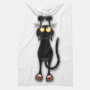 Cat funny Character Scratching Fabric Tea Towel