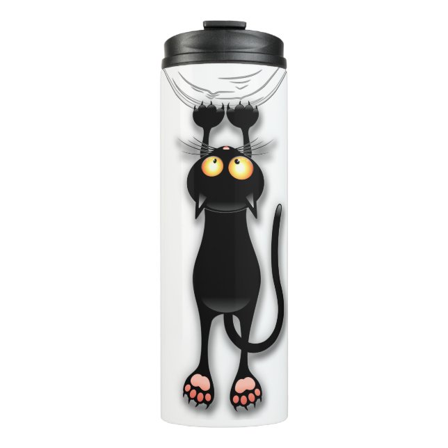 Cat funny Character Scratching Fabric Thermal Tumbler (Front)