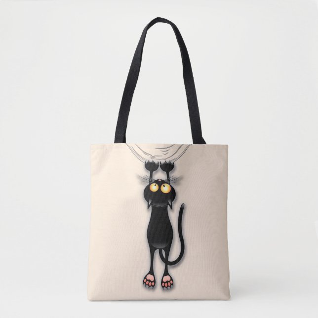 Cat funny Character Scratching Fabric Tote Bag (Front)