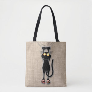 Cat funny Character Scratching Fabric Tote Bag
