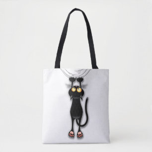 Cat funny Character Scratching Fabric Tote Bag