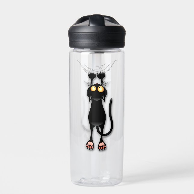 Cat funny Character Scratching Fabric Water Bottle (Front)