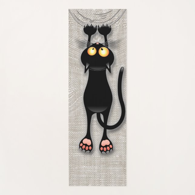 Cat funny Character Scratching Fabric Yoga Mat (Front)