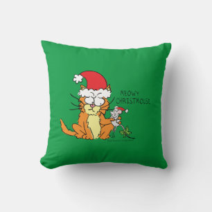 Cat Funny Christmas Cartoon Cute Mouse Cushion