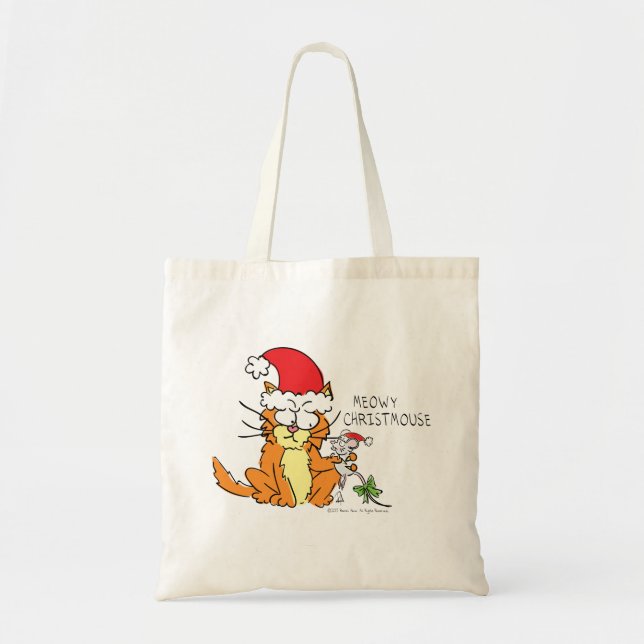 Cat Funny Christmas Cartoon Cute Mouse Tote Bag (Front)