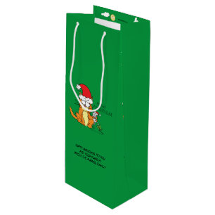 Cat Funny Christmas Cartoon Cute Mouse Wine Gift Bag