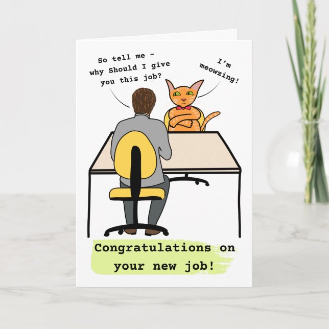 Cat funny congratulations on your new job card (Front)