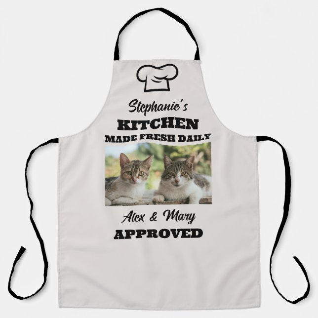 Cat Funny Kitchen Made Fresh Daily approved Custom Apron (Front)