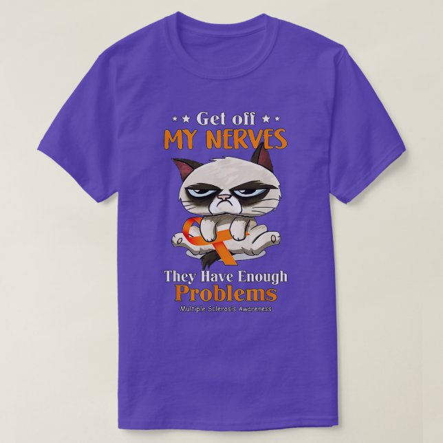 Cat Funny Multiple Sclerosis Awareness T-Shirt (Design Front)
