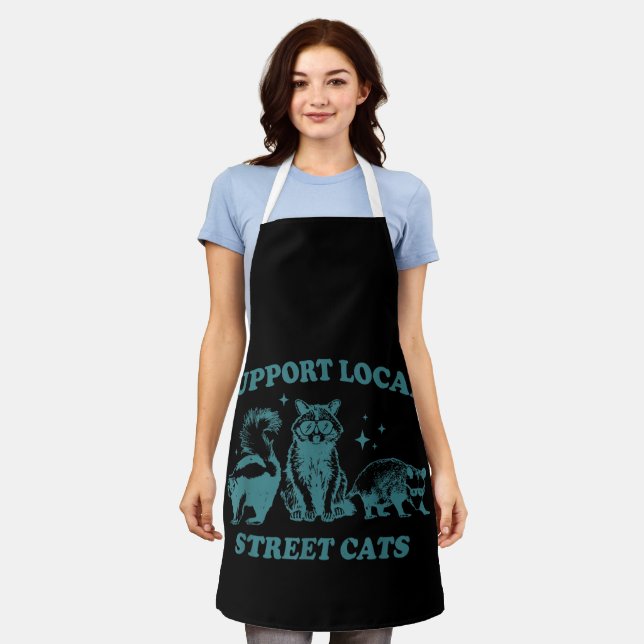 Cat Funny Vintage Racoon Opossum Skunk Apron (Worn)